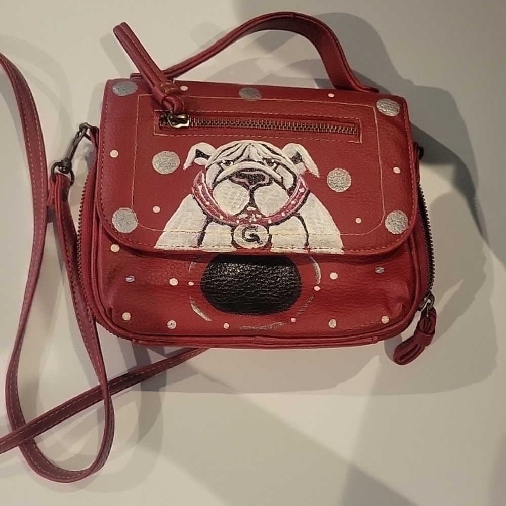 Buxton Red Crossbody Bag with Dog Motif